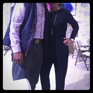 Long-sleeve Jumpsuit in Sparkling blue.